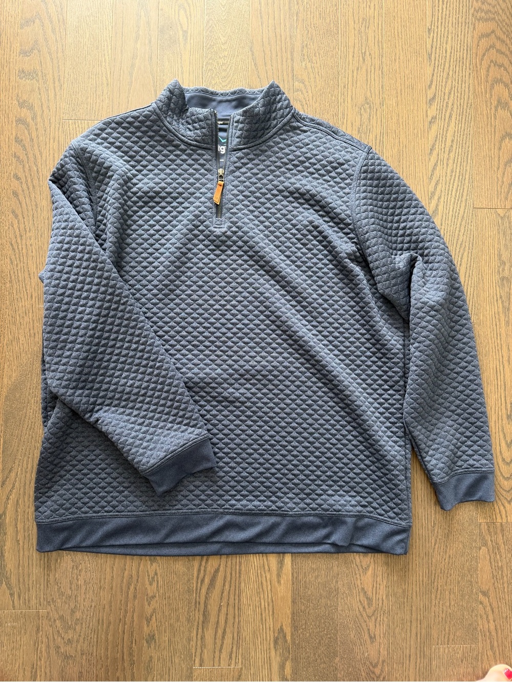 TGW Men's Quilted Navy 1/4 Zip Pullover Sweater